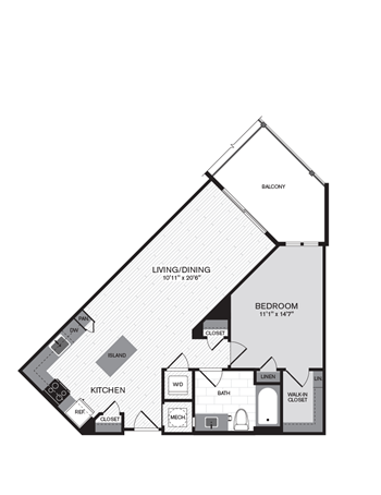 1M w/ Balcony floor plan